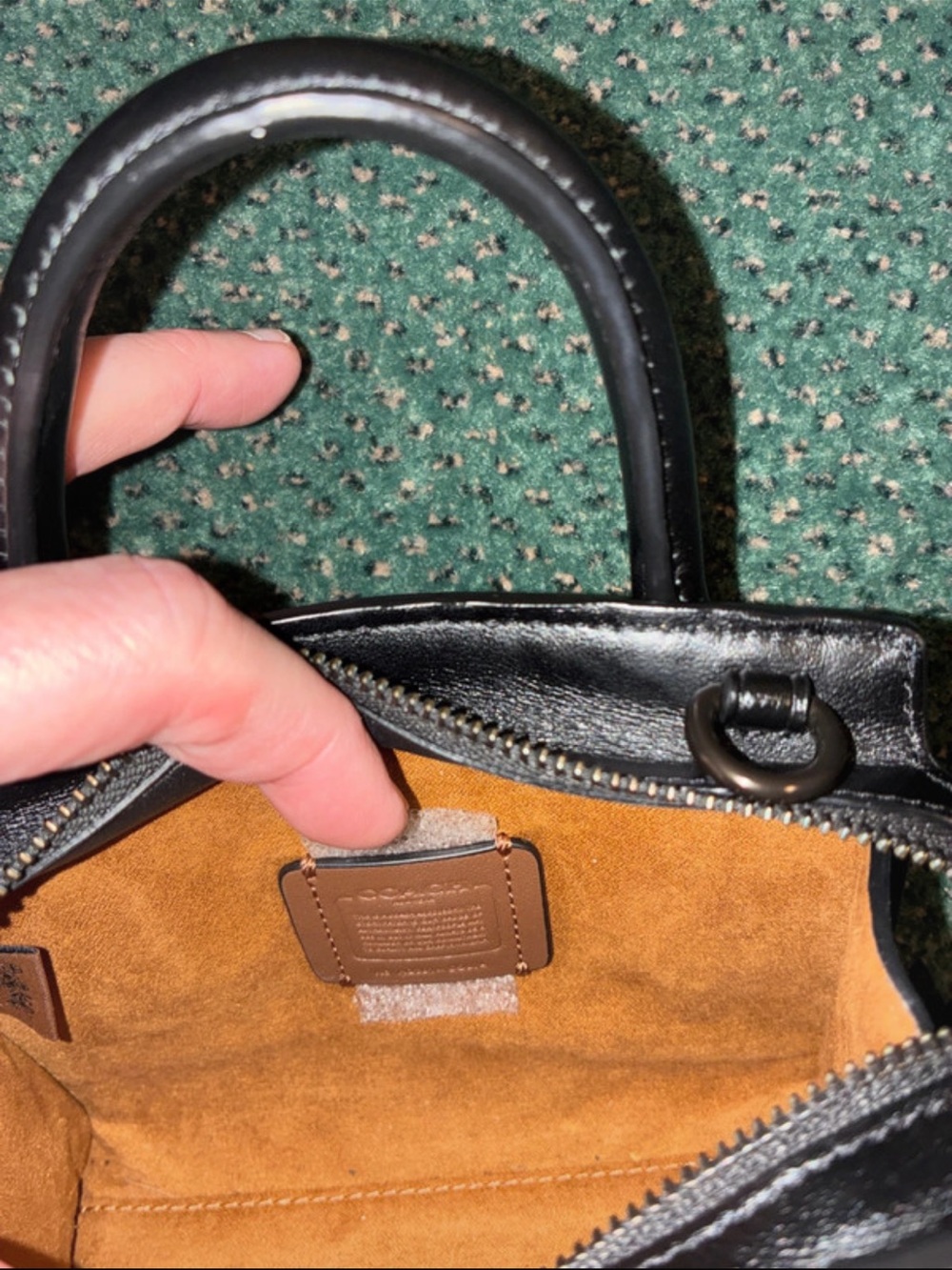 Coach Andrea Mini Black Leather Top-Handle Carryall Crossbody - Picture 10 of 11